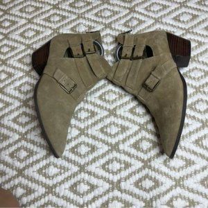 TREASURE and bond pointed toe strappy buckle western ankle bootie 8.5 m